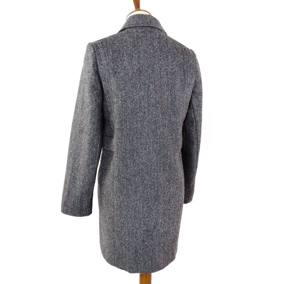 Vintage Gray Wool Herringbone Pea Coat Small - Picture 5 of 10